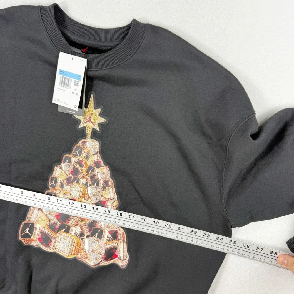 Jordan Tree Of Rings Crew Neck Sweatshirt Size M Mens Black HV1874-010